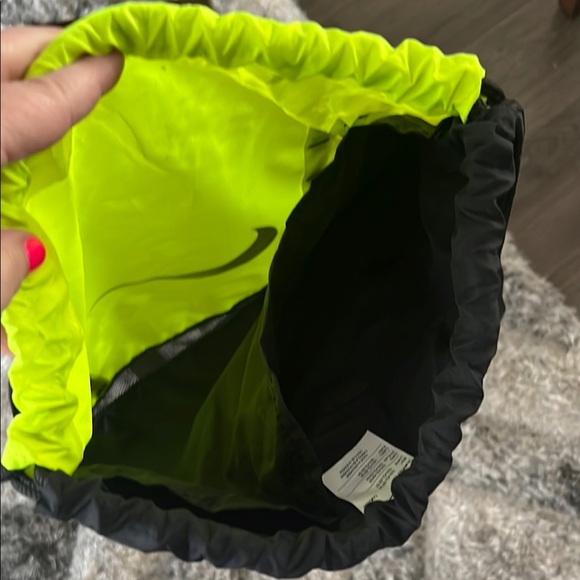 Neon Yellow Drawstring Bag with Black Trim - Picture 2 of 3